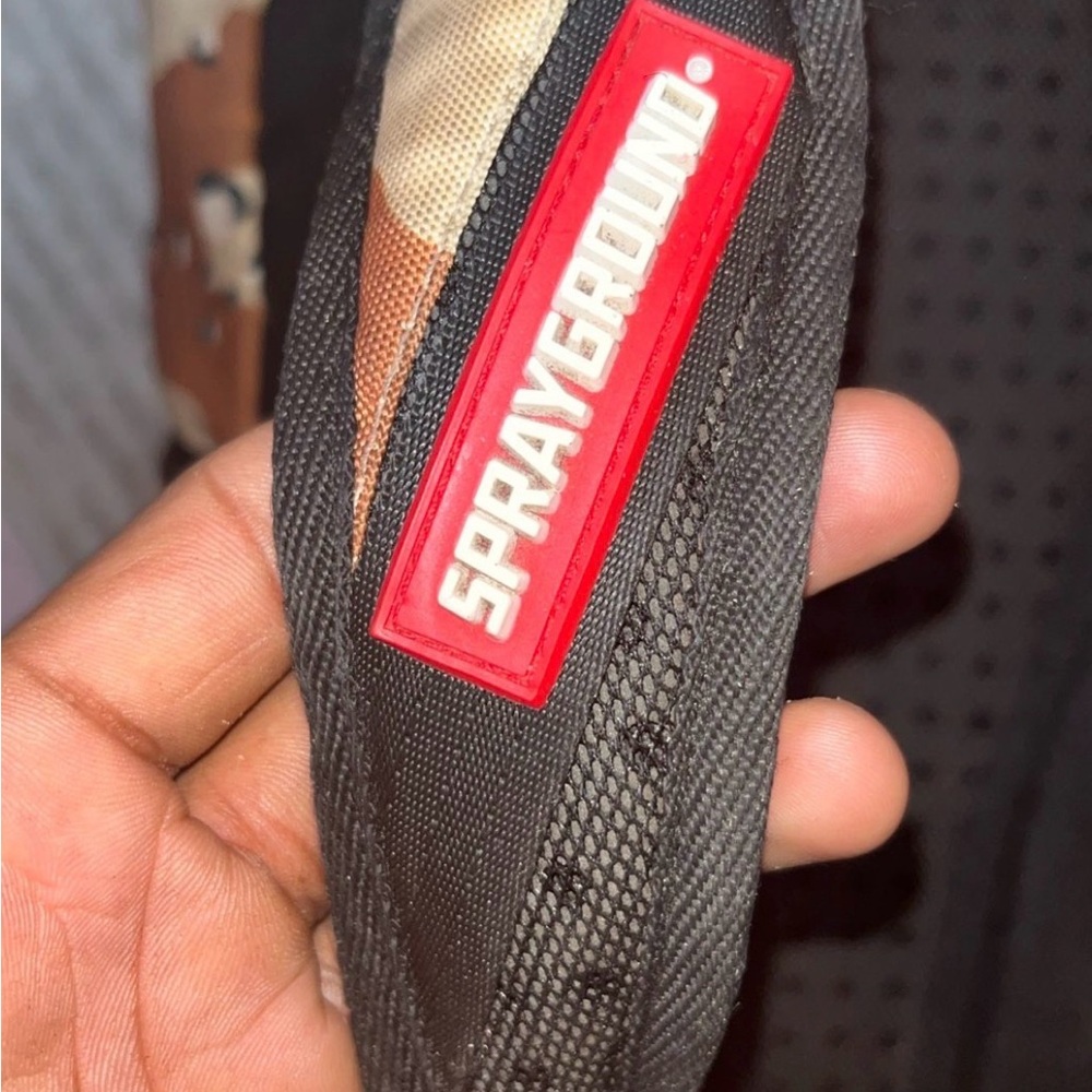 Sprayground Black Strap with Red Patch